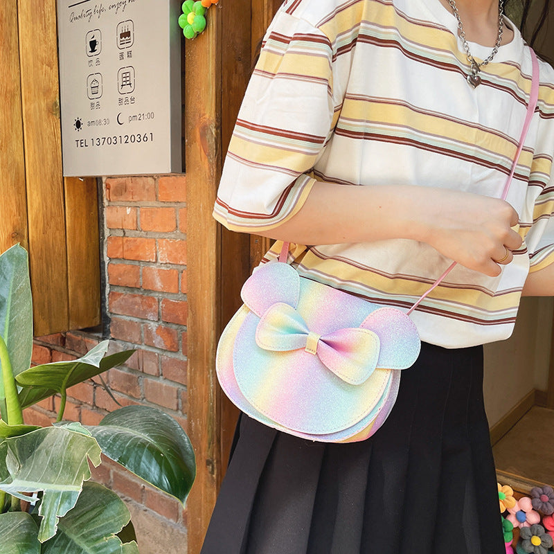 Adorable Bow Bear Crossbody Bag for Kids - rainbow-colored Shoulder Bag 18*17*8cm