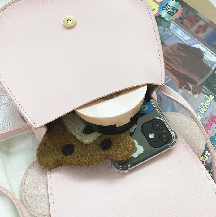 Adorable Bow Bear Crossbody Bag for Kids - Black Small Shoulder Bag 13*13*5cm