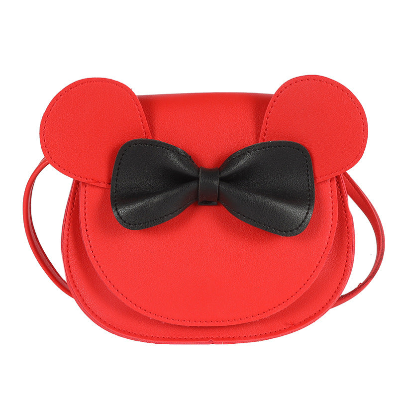 Adorable Bow Bear Crossbody Bag for Kids - Red Small Shoulder Bag 13*13*5cm