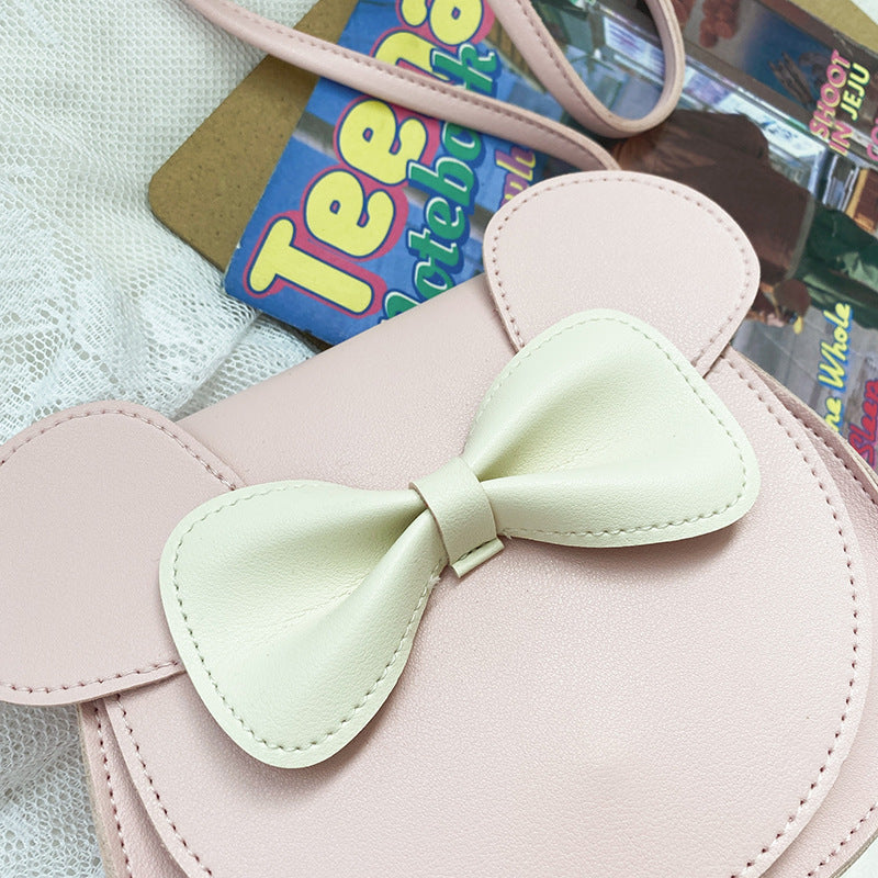 Adorable Bow Bear Crossbody Bag for Kids - Pink Small Shoulder Bag 13*13*5cm