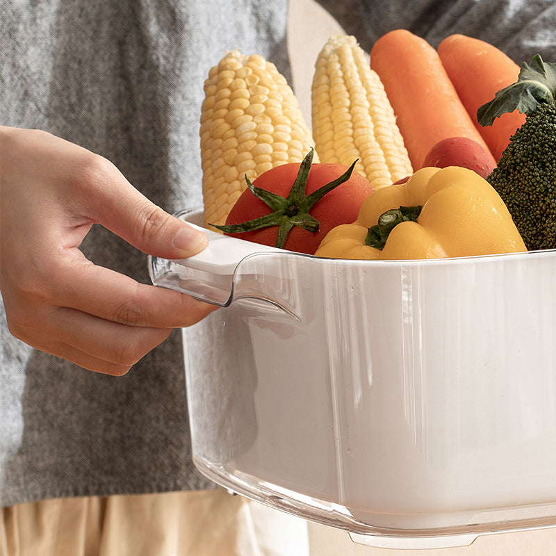 Two-Layer Drain Basket Colander - Medium Size Ivory, 2 set