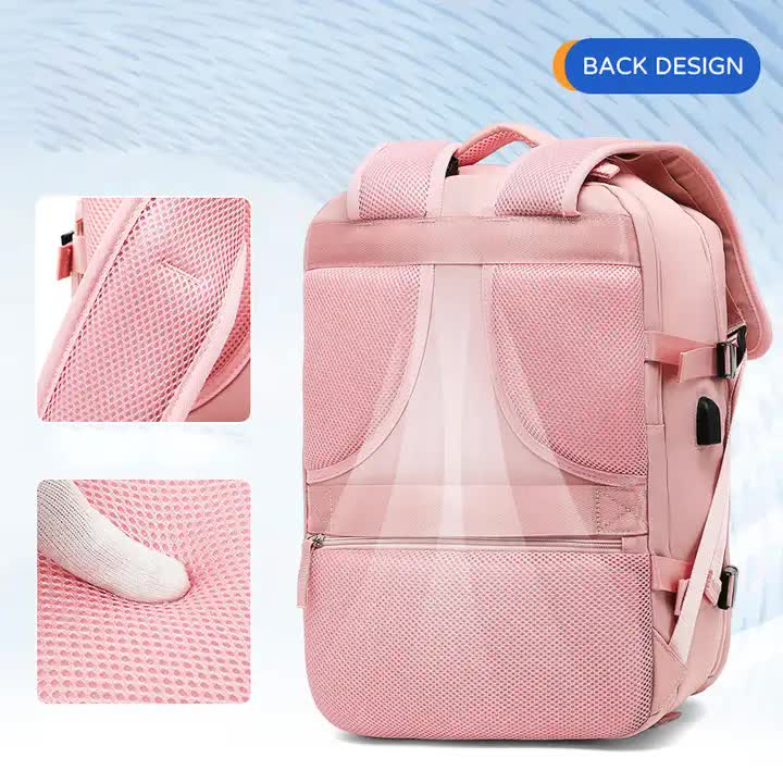 Multi-Compartment Travel Backpack with Shoe Storage and Wet-Dry Separation Pink 31cm L *17cm W *42cm H