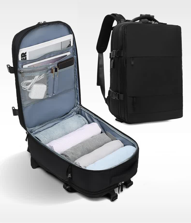 Multi-Compartment Travel Backpack with Shoe Storage and Wet-Dry Separation Black 31cm L *17cm W *42cm H