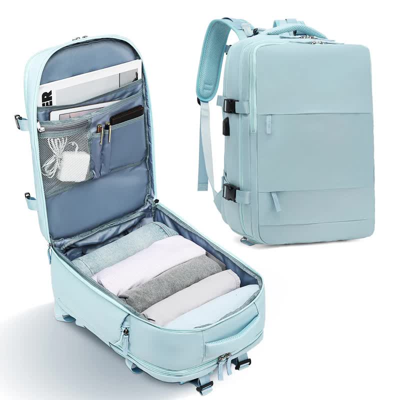 Multi-Compartment Travel Backpack with Shoe Storage and Wet-Dry Separation Light Blue 31cm L *17cm W *42cm H