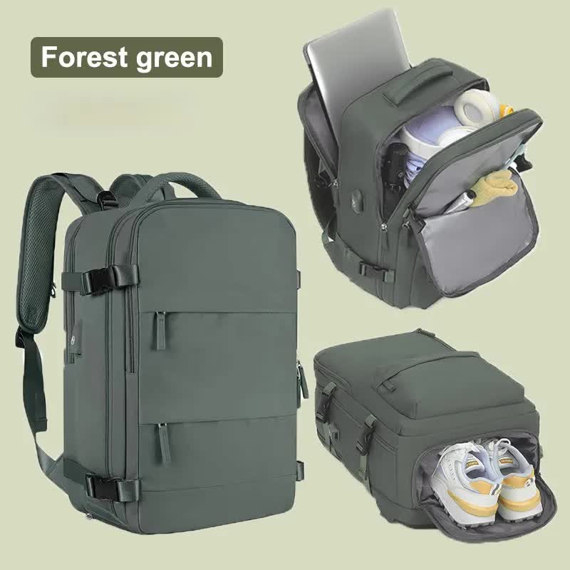 Multi-Compartment Travel Backpack with Shoe Storage and Wet-Dry Separation Forest Green 31cm L *17cm W *42cm H