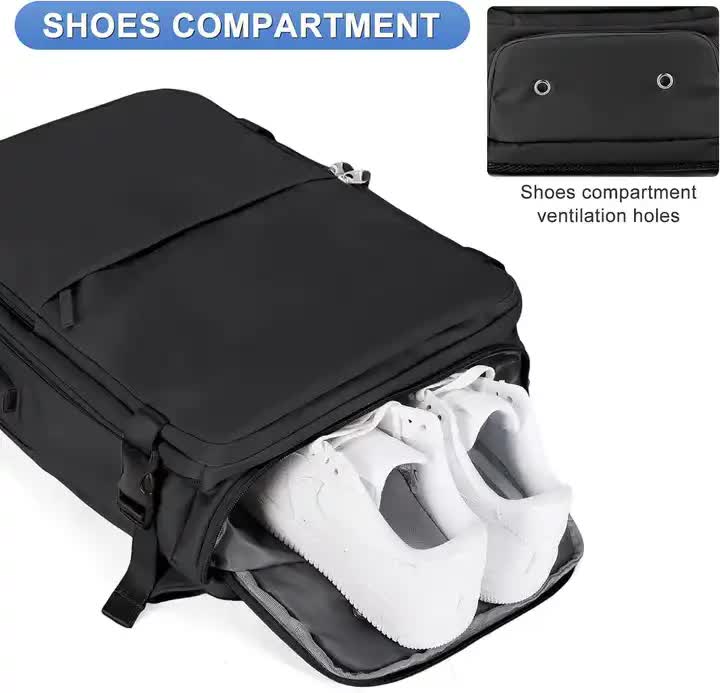 Water-Resistant Laptop Backpack with USB Charging Port and Wet-Dry Separation Purple