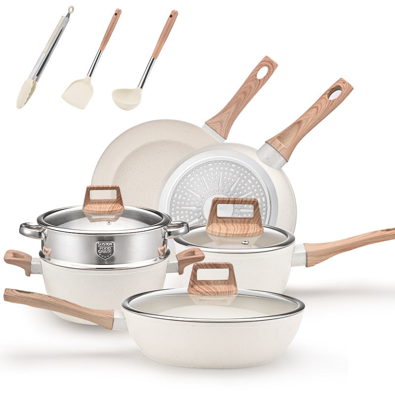 YEJ 12-Piece Non-Stick Complete Cookware Set | Pots, Pans & Utensils White