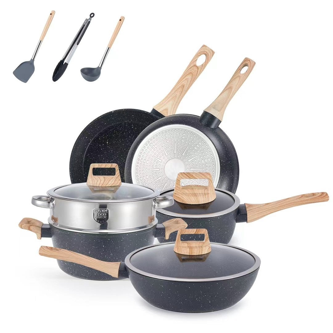 YEJ 12-Piece Non-Stick Complete Cookware Set | Pots, Pans & Utensils Black