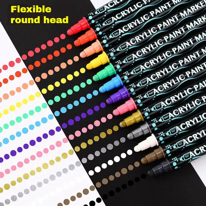 Dual-Tip Acrylic Marker Set - 24 Vibrant Colors for Art and Craft Projects