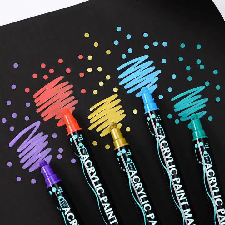 Dual-Tip Acrylic Marker Set - 60 Vibrant Colors for Art and Craft Projects