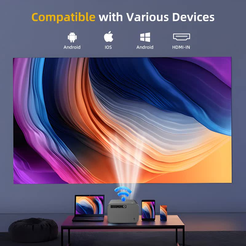 P20 1080P Smart Projector with 4K Decoding, Wi-Fi 6, Bluetooth 5.2, and Android 13.0 211.2*184.72*136.5mm