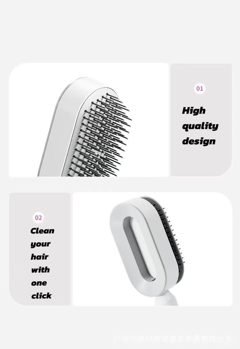 Self-Cleaning Hair Brush with One-Click Release | Massage Cushion Design, Anti-Frizz and Detangling Brush purple