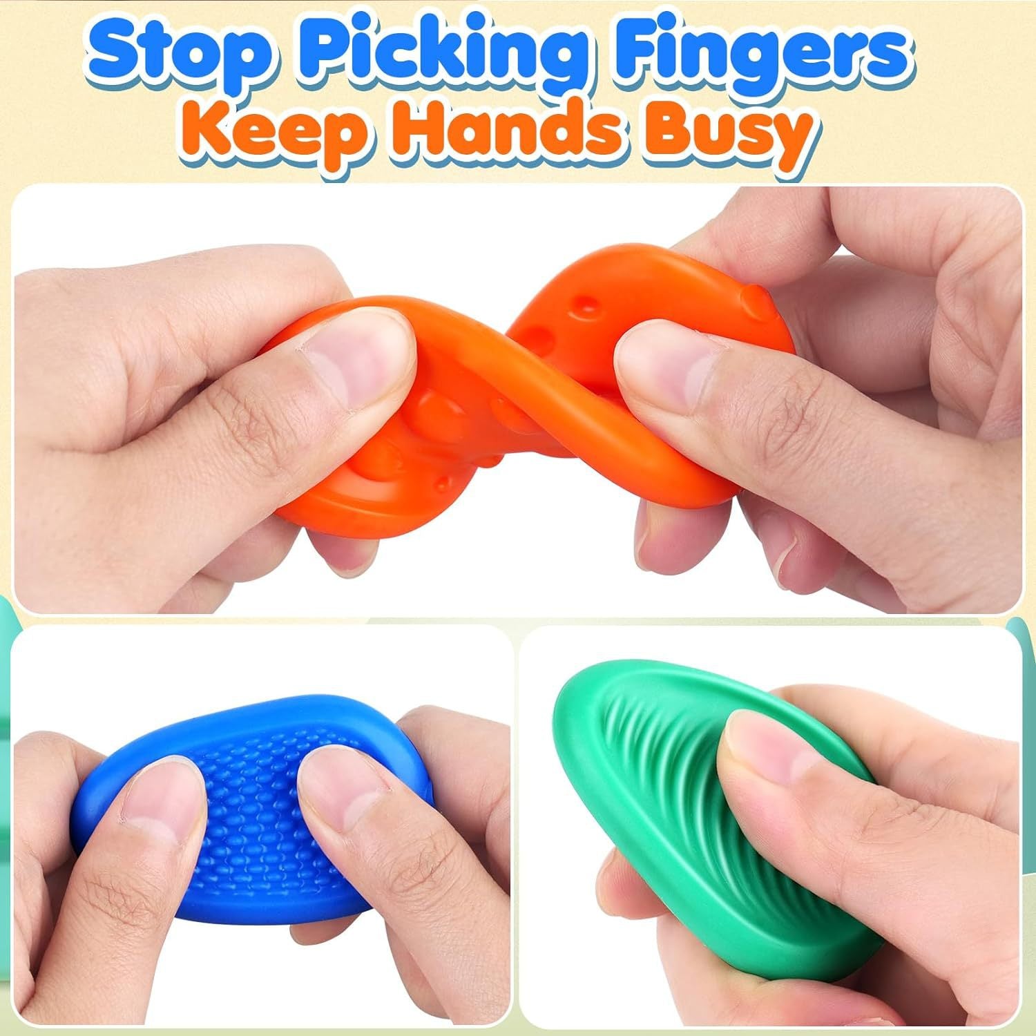 Sensory Worry Stones for Kids | 6-Piece Fidget Stress Relief Set for Ages 3+ 2 set, 12PCS in total