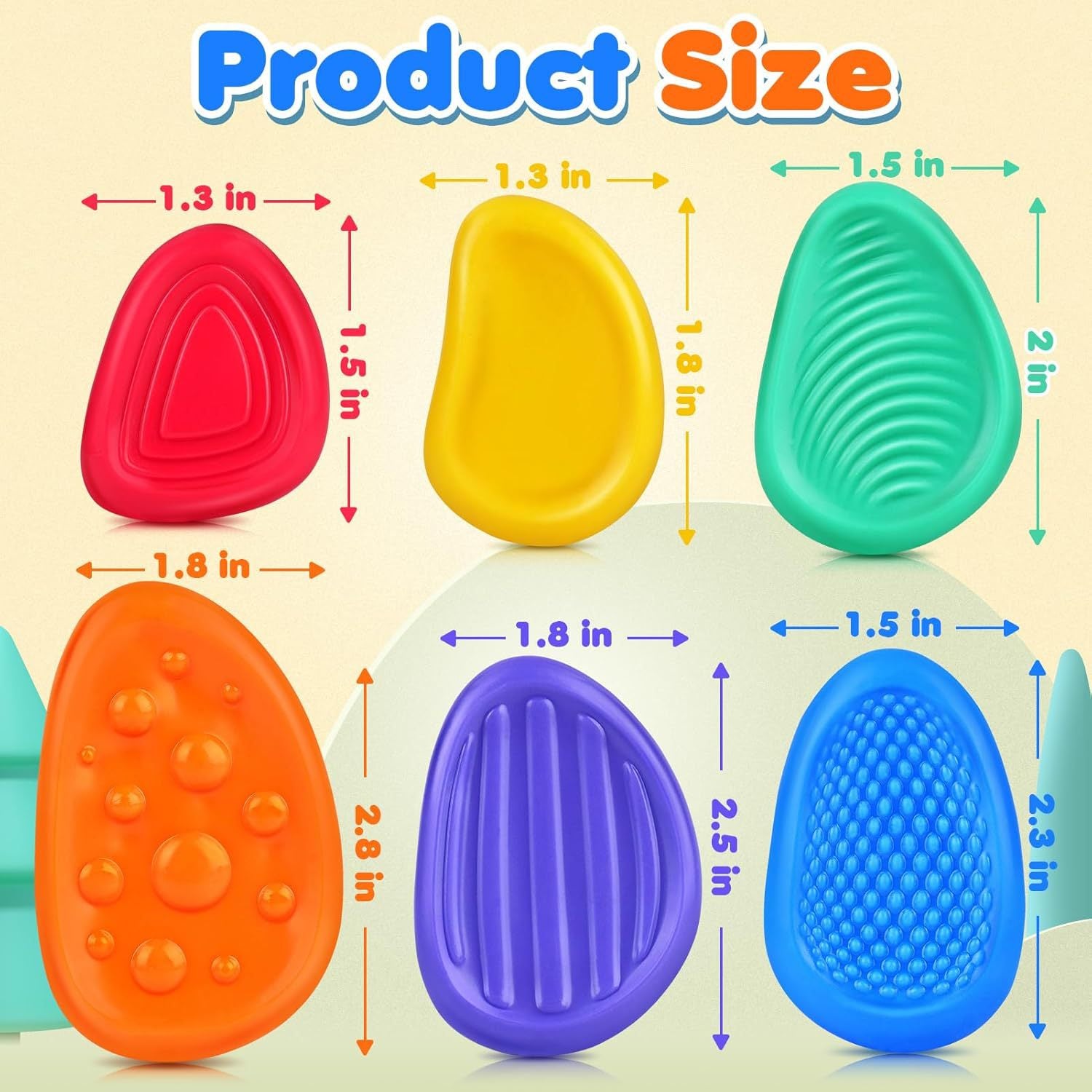 Sensory Worry Stones for Kids | 6-Piece Fidget Stress Relief Set for Ages 3+ 2 set, 12PCS in total