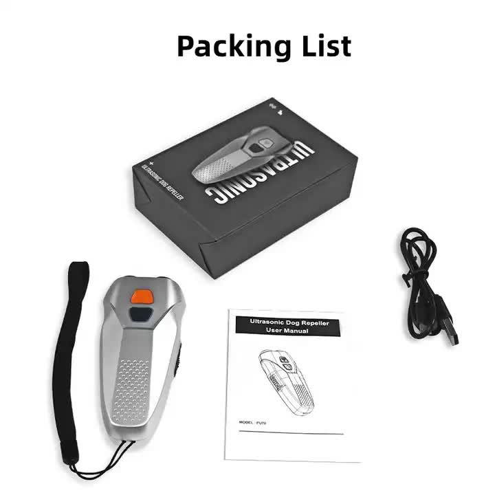 Sliver Handheld Ultrasonic Dog Trainer with Dual Mode | Training & Deterrent Device with LED Light