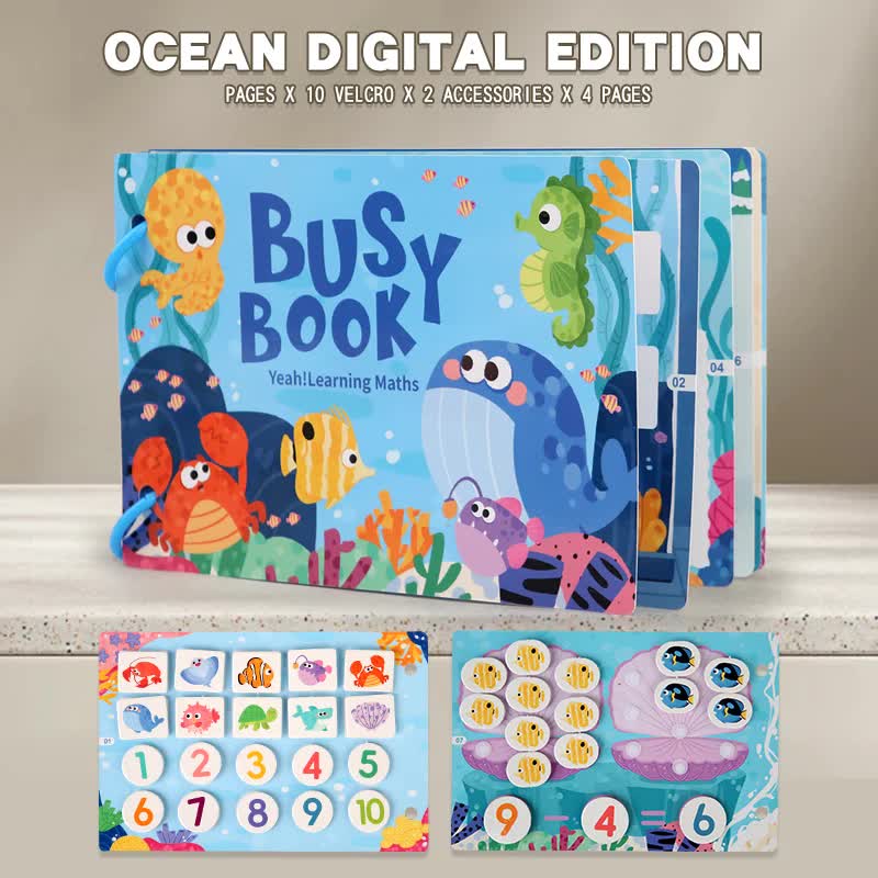 Themed Busy Book Set - Educational Activity Books for Preschool Learning Farm, Vehicles, Dinosaurs, Ocean, and Forest,5 books in total