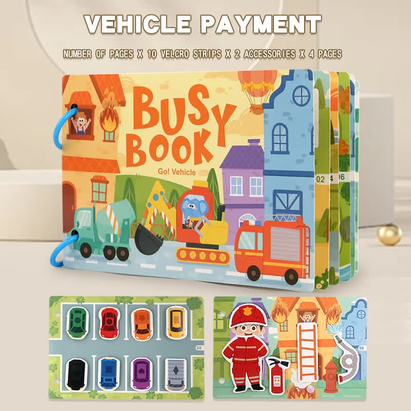Themed Busy Book Set - Educational Activity Books for Preschool Learning Farm, Vehicles, Dinosaurs, Ocean, and Forest,5 books in total