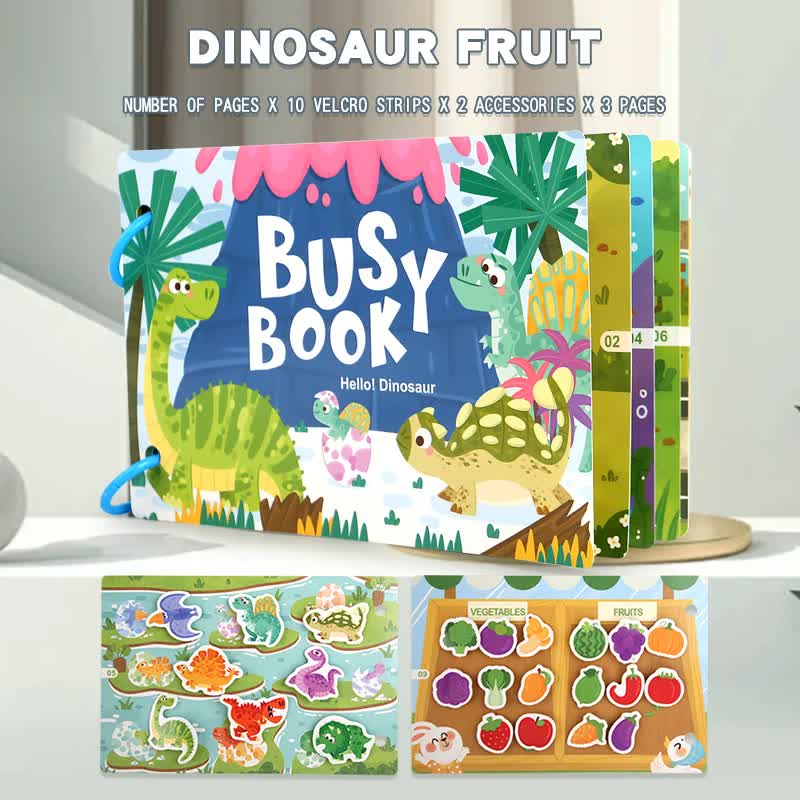 Themed Busy Book Set - Educational Activity Books for Preschool Learning Farm, Vehicles, Dinosaurs, Ocean, and Forest,5 books in total