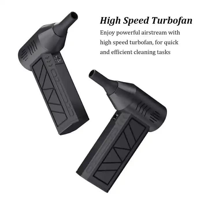 Black High-Speed Mini Turbo Fan for Camping and Outdoor Use - Handheld 130,000 RPM Brushless Blower & Dust Cleaner