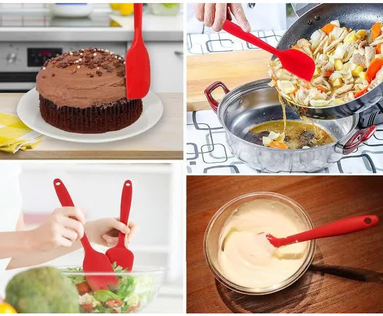6-Piece Silicone Kitchen Utensil Set - Heat Resistant Baking Tools with Spatulas, Spoon, and Brush Black 2 set/12PCS
