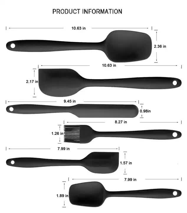 6-Piece Silicone Kitchen Utensil Set - Heat Resistant Baking Tools with Spatulas, Spoon, and Brush Green 2 set/12PCS