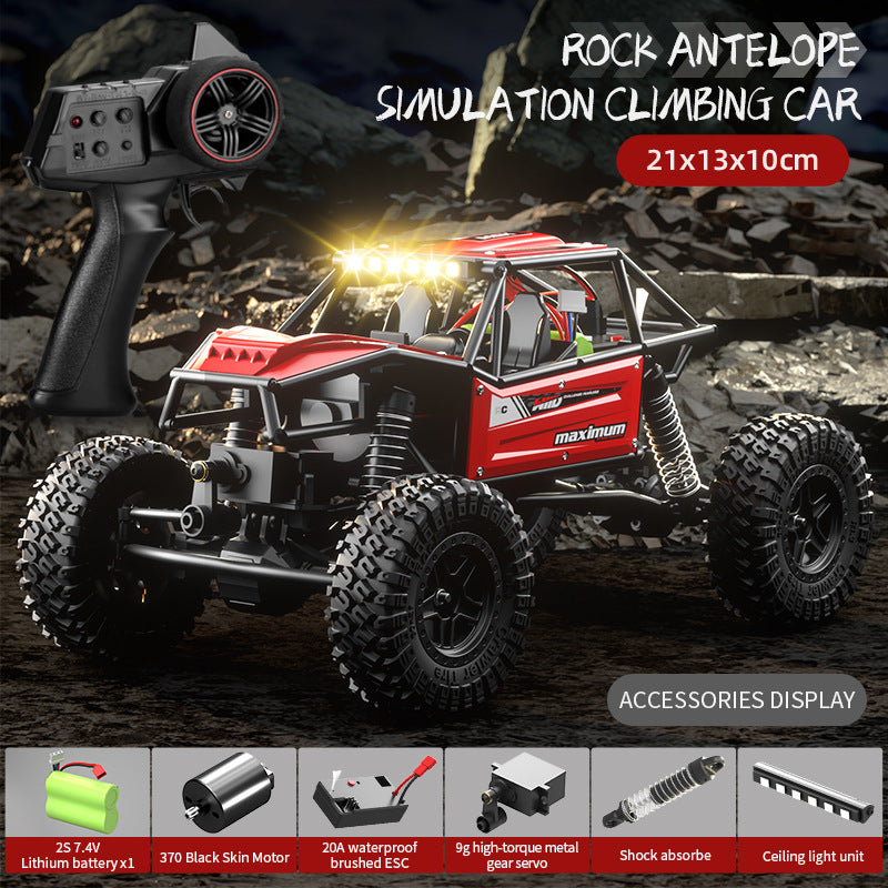 Rock Antelope RC Car - 2.4GHz Simulation Off-Road Climbing Vehicle with Rechargeable Battery (Red)