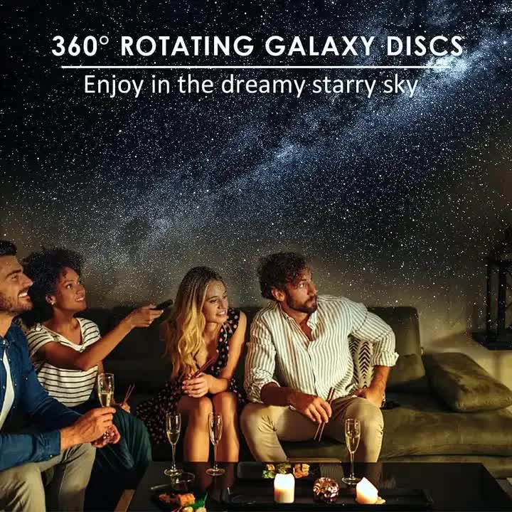 High-Definition Focusable Starry Galaxy Projector Lamp - Creative Bedroom Mood Light with 13 Film Slides Black