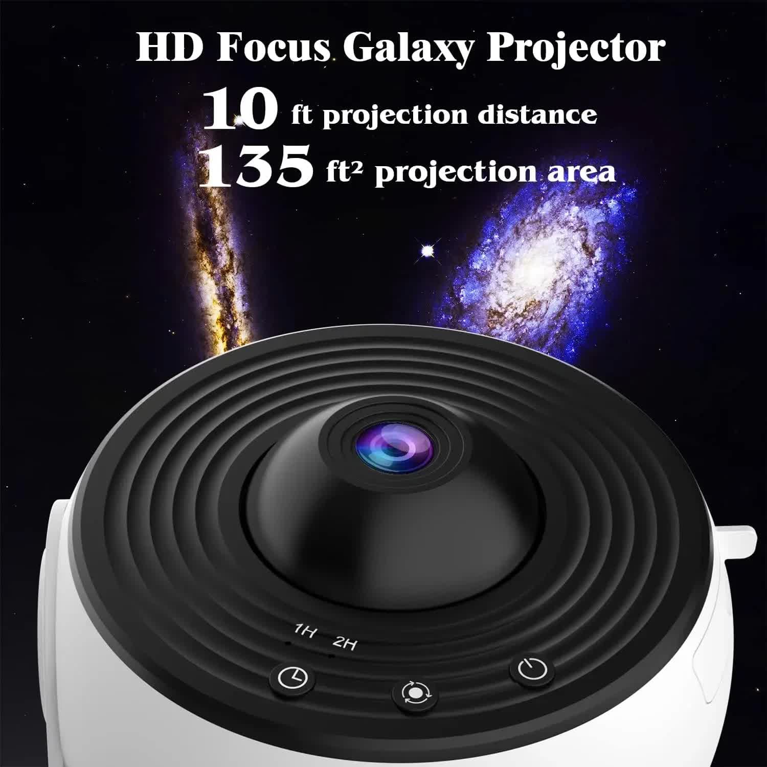 High-Definition Focusable Starry Galaxy Projector Lamp - Creative Bedroom Mood Light with 13 Film Slides White