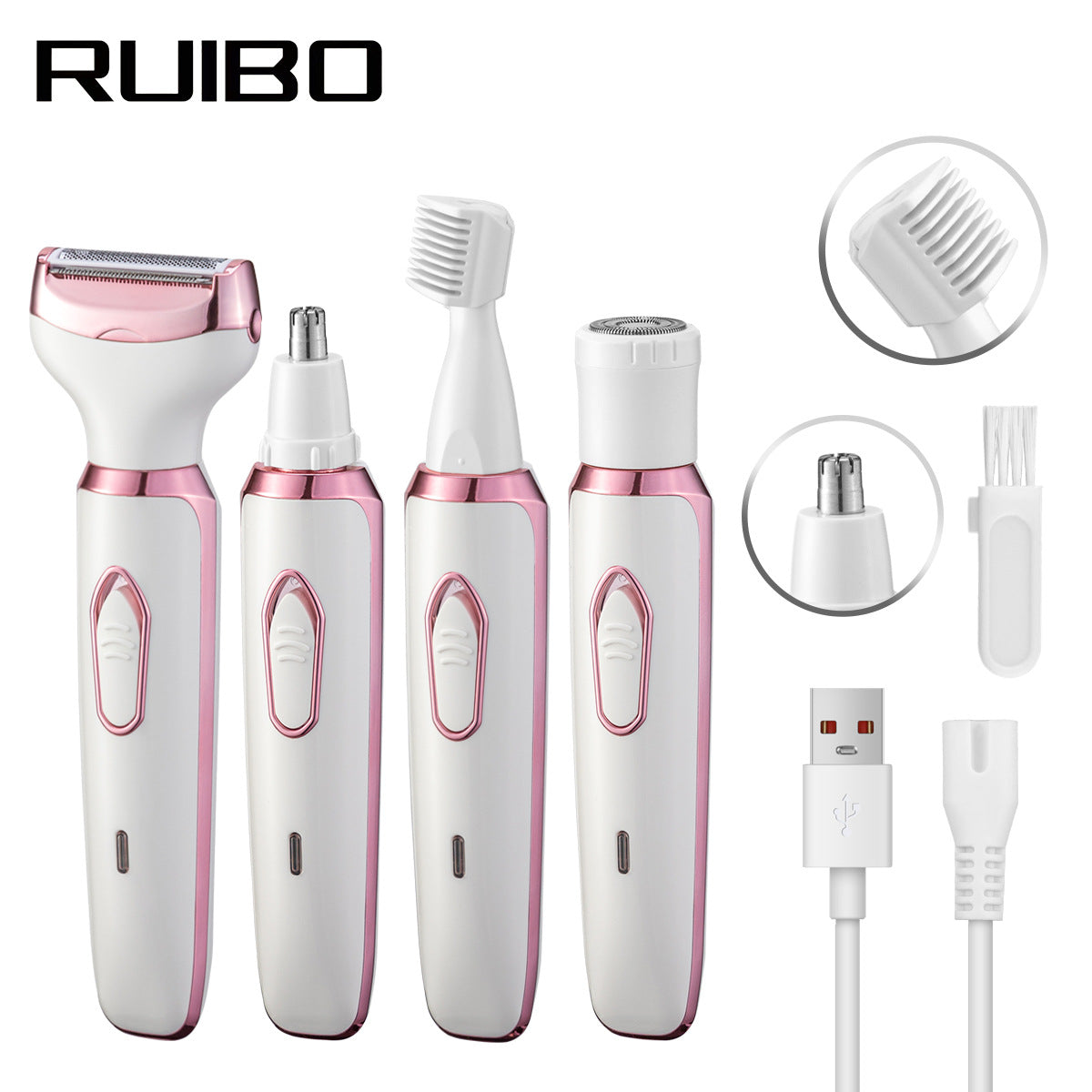 Women's 4-in-1 Electric Hair Removal Razor for Sensitive Areas - Underarm, Bikini Line & Body Grooming 3028 white