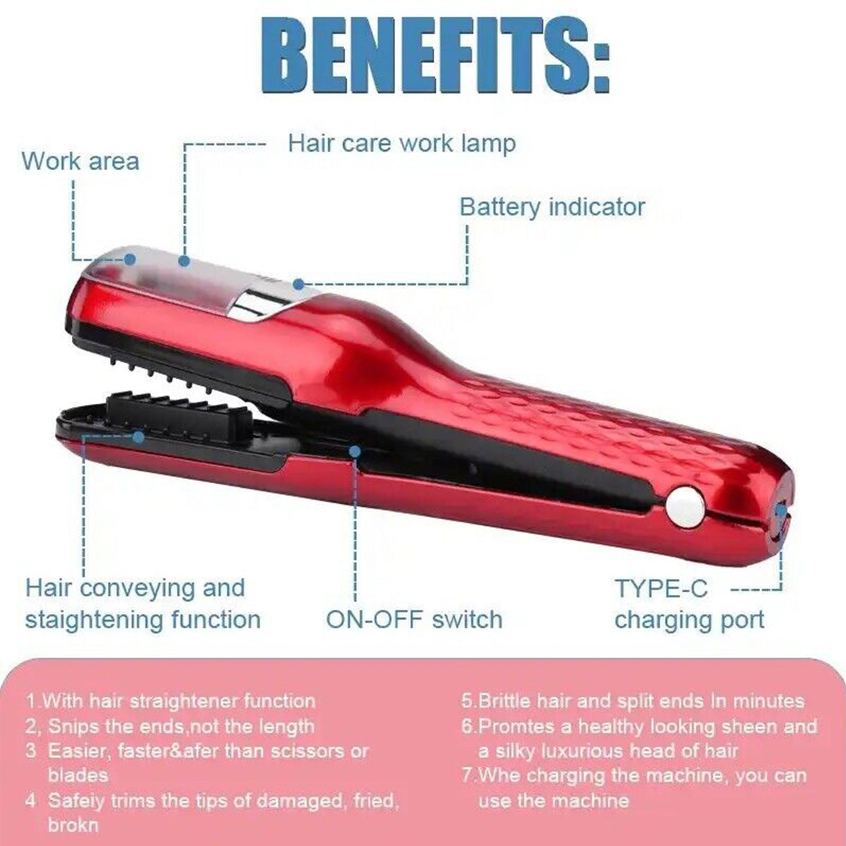 Black Mini - Automatic, Hair Repair Split End Remover Trimmer For Dry, Splitting, Damaged And Brittle Split Ends, Men And Women Hair Styling Beauty Tool