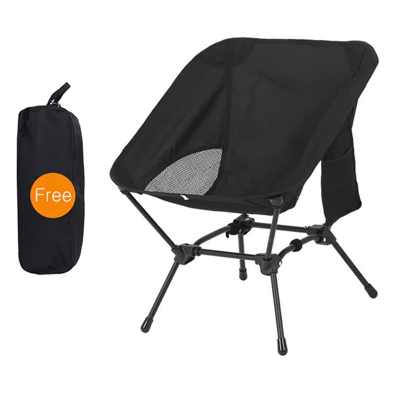 Black Portable Lightweight Folding Beach Chair - Compact Fishing Chair with Square Legs for Outdoor Use