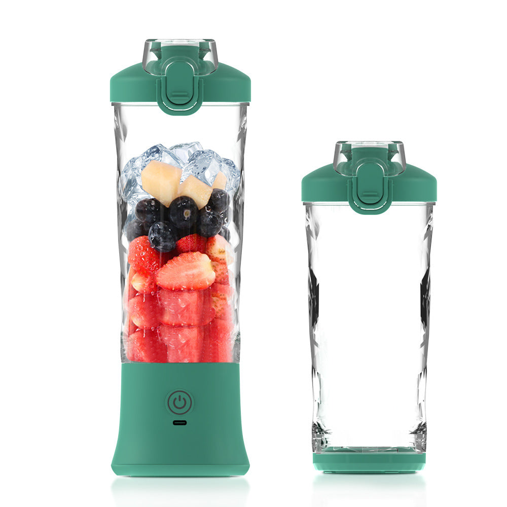 Green 600ml Large Capacity Juicer Cup - Rechargeable Portable Multifunctional Ice Crushing & Fruit Blender