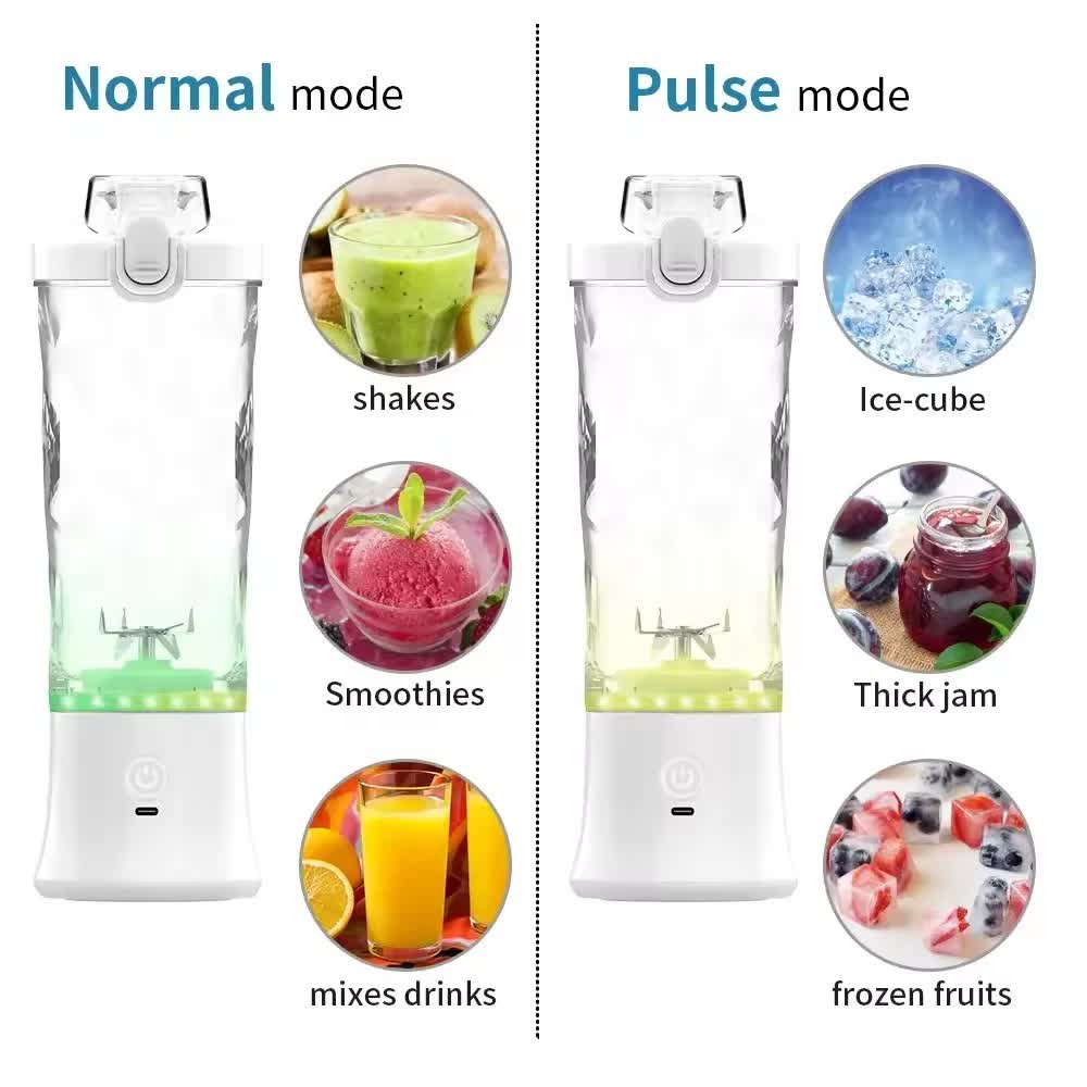 Green 600ml Large Capacity Juicer Cup - Rechargeable Portable Multifunctional Ice Crushing & Fruit Blender