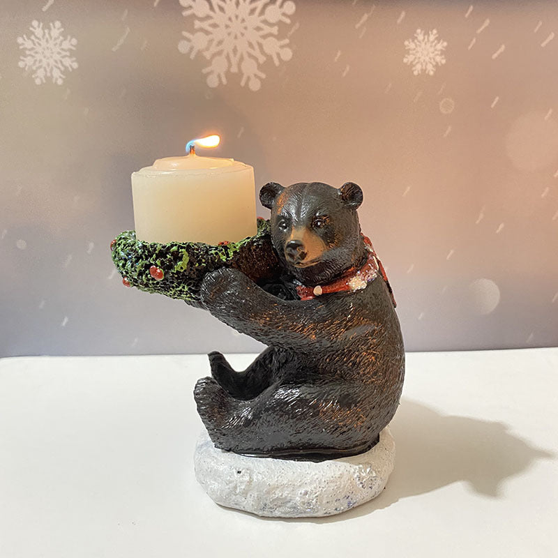 Bear With Candlestick In Hand Candle Holder – Unique Aromatherapy Table Decor