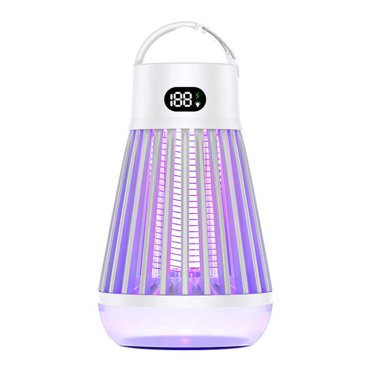 White 360° Electric Mosquito Killer Lamp - UV Light Insect Zapper with Digital Display for Indoor and Outdoor Use