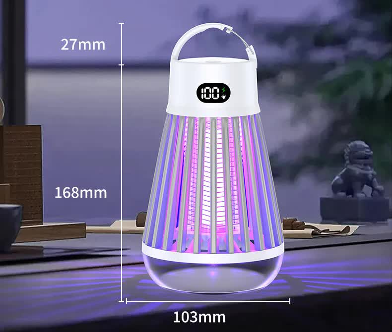 White 360° Electric Mosquito Killer Lamp - UV Light Insect Zapper with Digital Display for Indoor and Outdoor Use