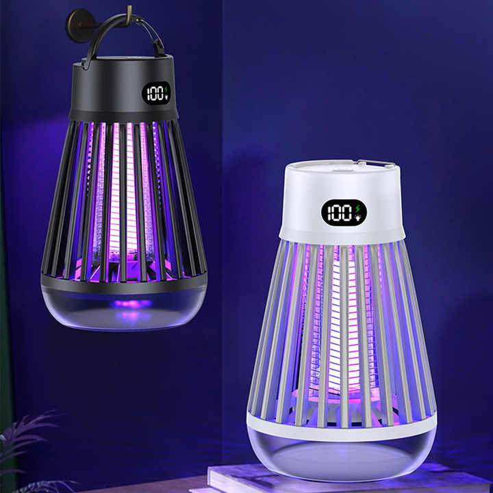 White 360° Electric Mosquito Killer Lamp - UV Light Insect Zapper with Digital Display for Indoor and Outdoor Use