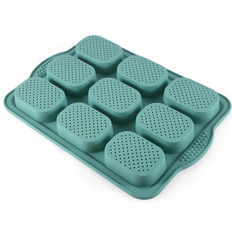 Green Silicone Mini Bread Loaf Baking Mold - Non-Stick 8-Cavity Bakeware Pan with Handles for Baking Cakes and Bread