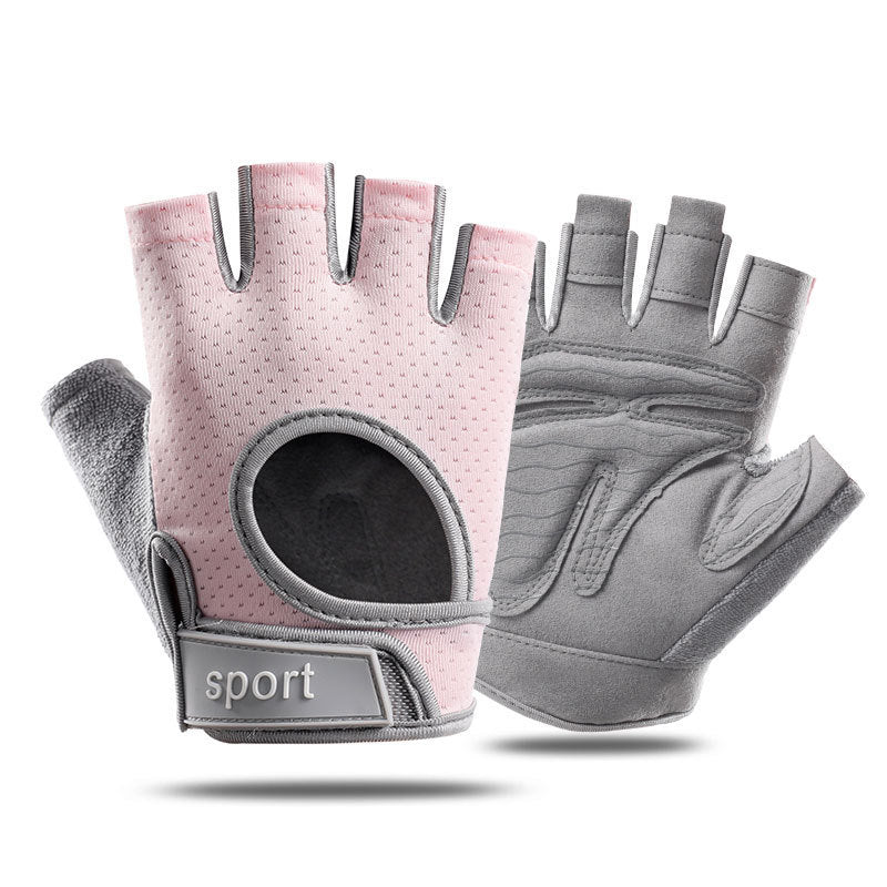 L Pink Silicone Padded Workout Gloves - Non-Slip Weightlifting Gloves for Enhanced Grip and Palm Protection