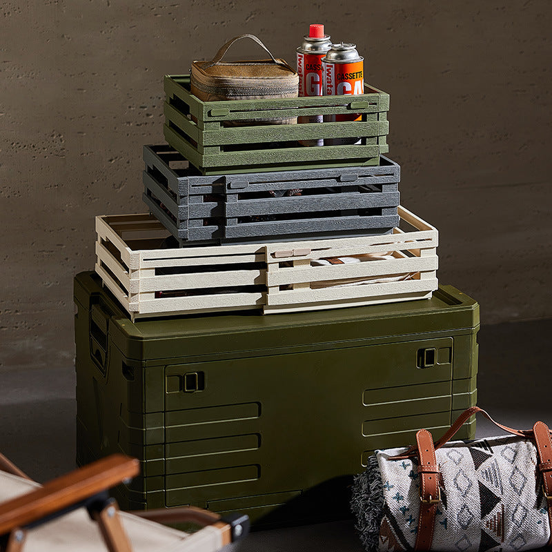 Yellowish Foldable Industrial Storage Crates - Portable Outdoor Collapsible Storage Box for Home and Travel