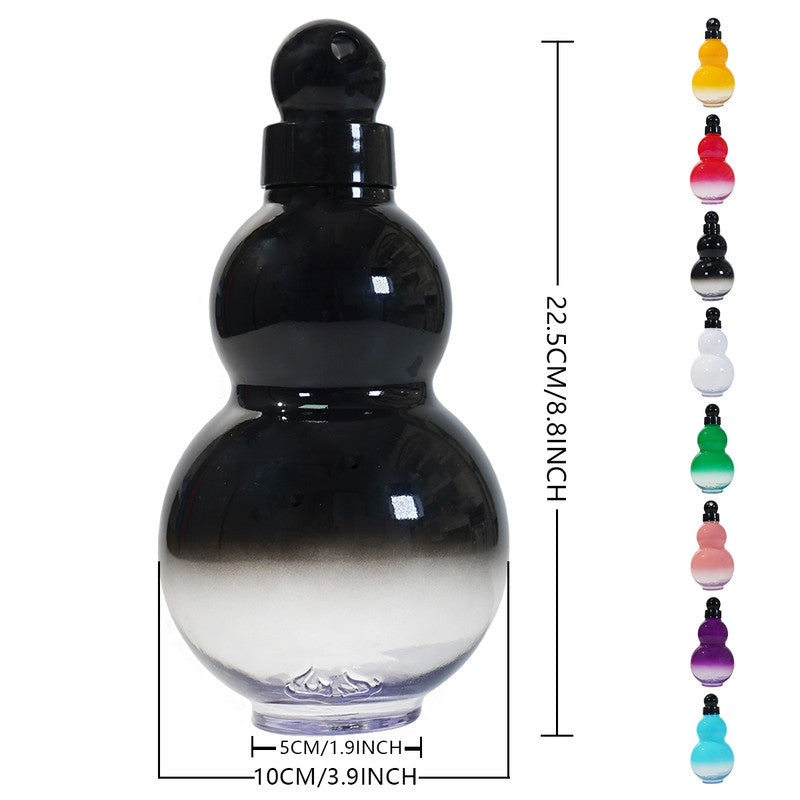 32oz Inspired Gourd Water Plastic Black Bottle - Decorative Double-Layer Flask with Calligraphy and Accessories