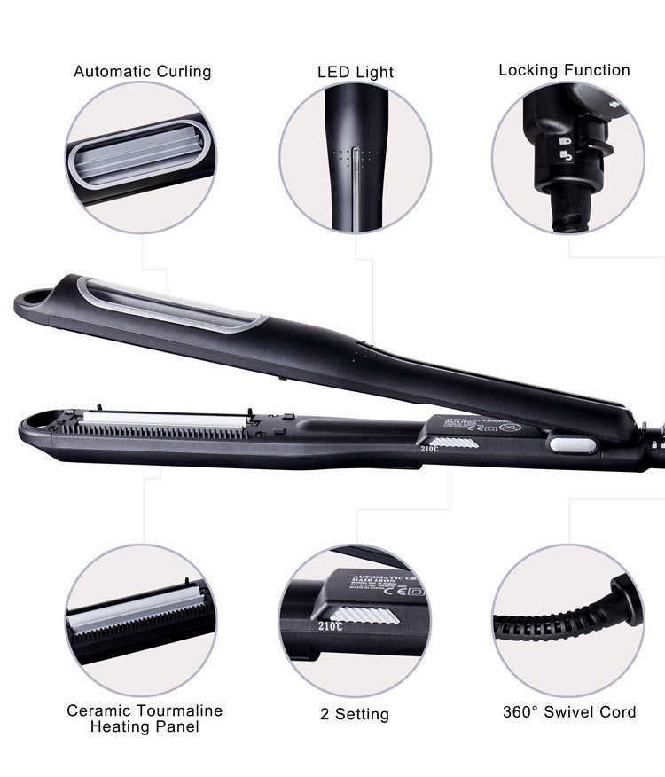 Silver Automatic Hair Crimper - Professional Ceramic Hair Styling Tool for Cornrow and Textured Waves