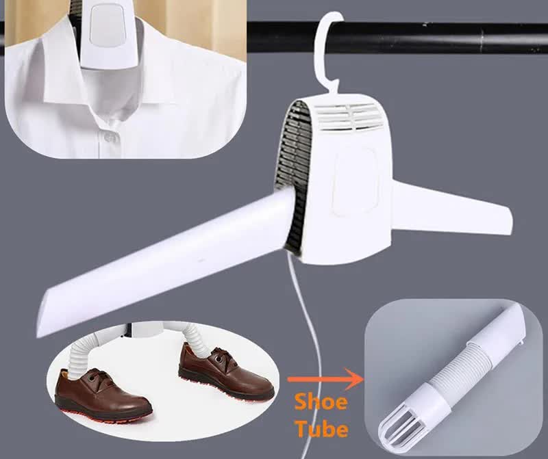 Grey Portable Intelligent Clothes Drying Hanger - Quick Drying with 3D Airflow for Travel and Home