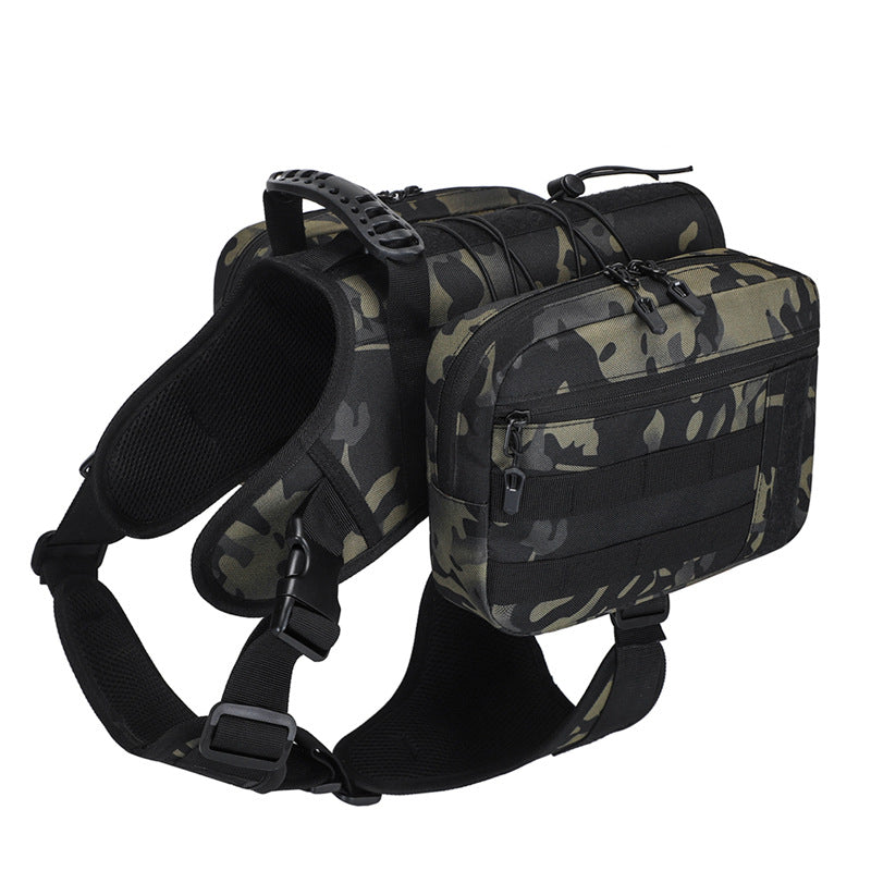 Camouflage Dog Tactical Backpack Harness - Adjustable Outdoor Camouflage Saddle Bag for Dogs