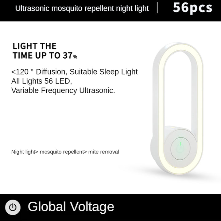 White Ultrasonic Mosquito Repellent Night Light - Sleep-Friendly LED Wall Lamp