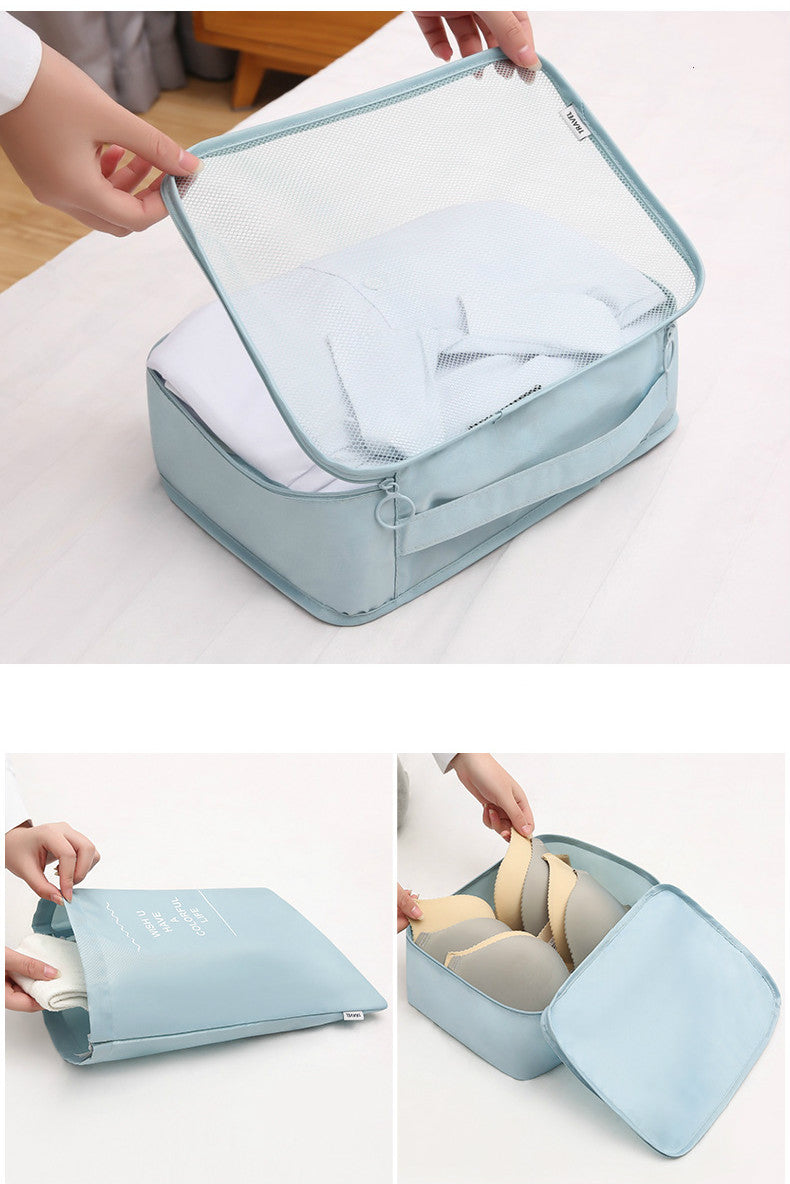 Blue Travel Packing Cube Set - 7-Piece Luggage Organizer for Clothes, Toiletries, and Accessories