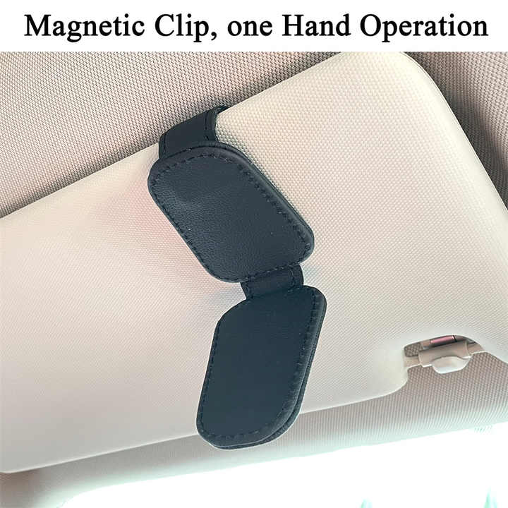 2pcs Grey Car Sun Visor Glasses Holder - Universal Sunglasses Clip for Secure Storage