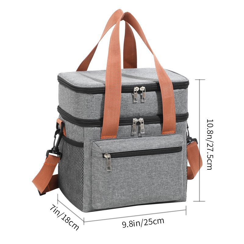 Grey Waterproof Insulated Lunch Bag - Leakproof Thermal Cooler for Food and Drinks