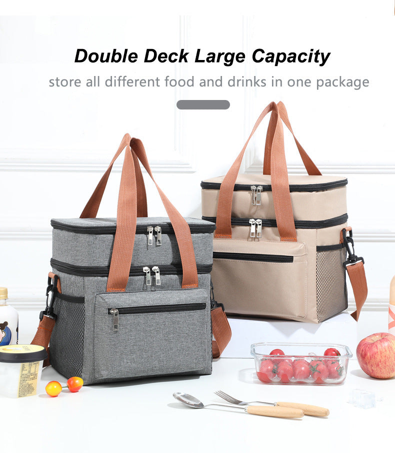 Beige Waterproof Insulated Lunch Bag - Leakproof Thermal Cooler for Food and Drinks