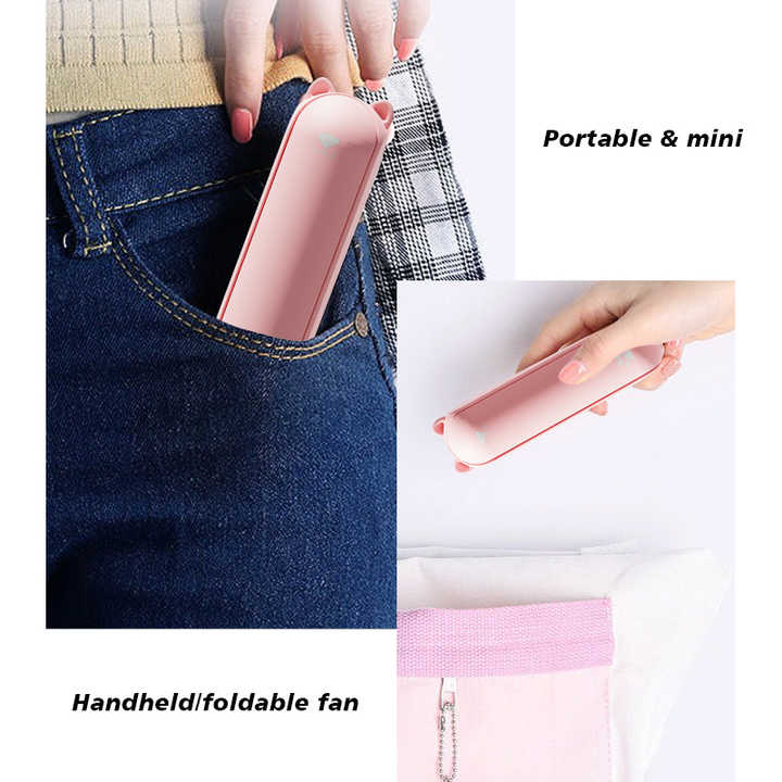 Blue Portable Foldable Mini Fan with USB Power Bank